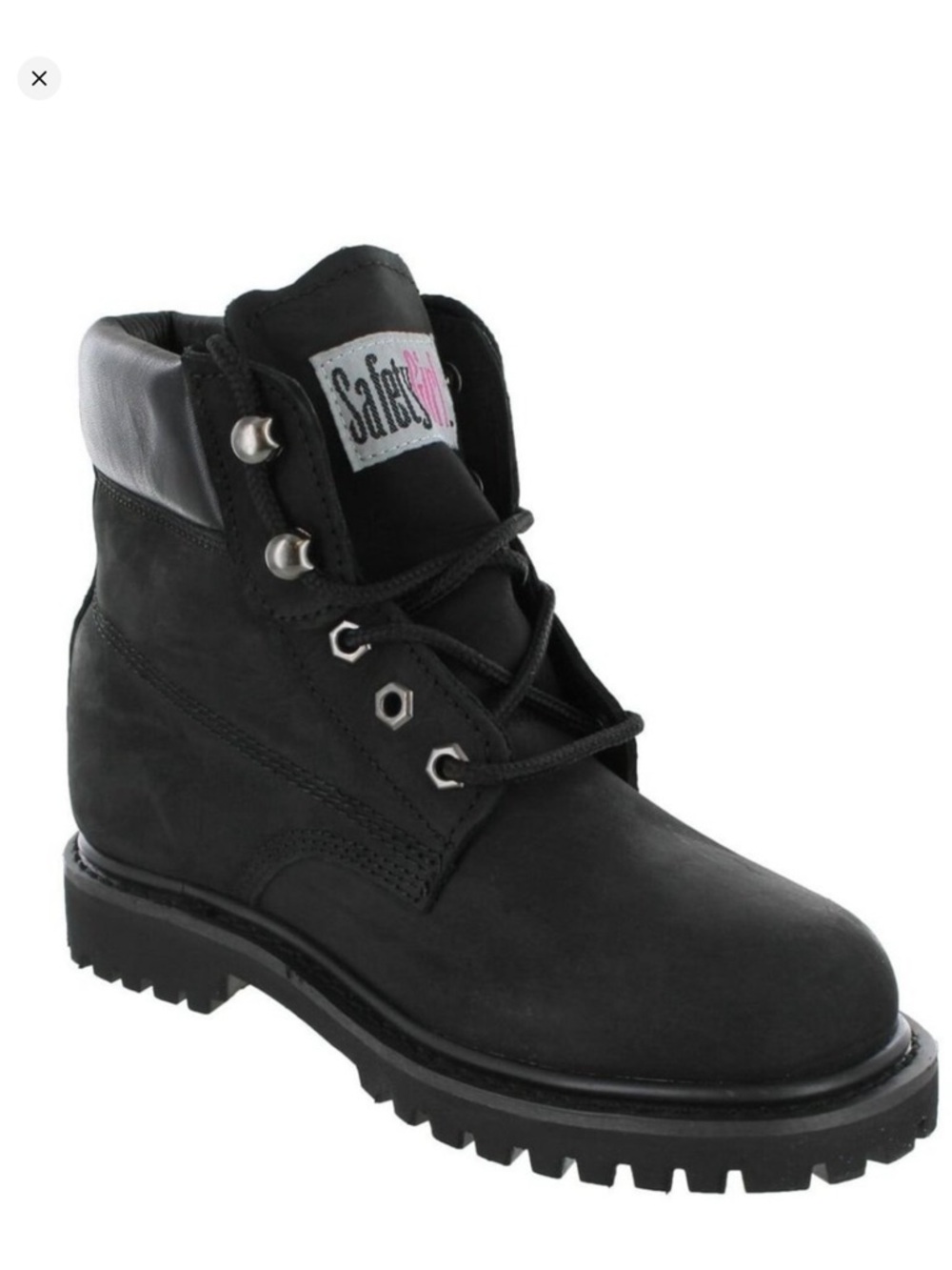 Safety Girl women's leather steel toe work boots in black oil Resistant size 8.5